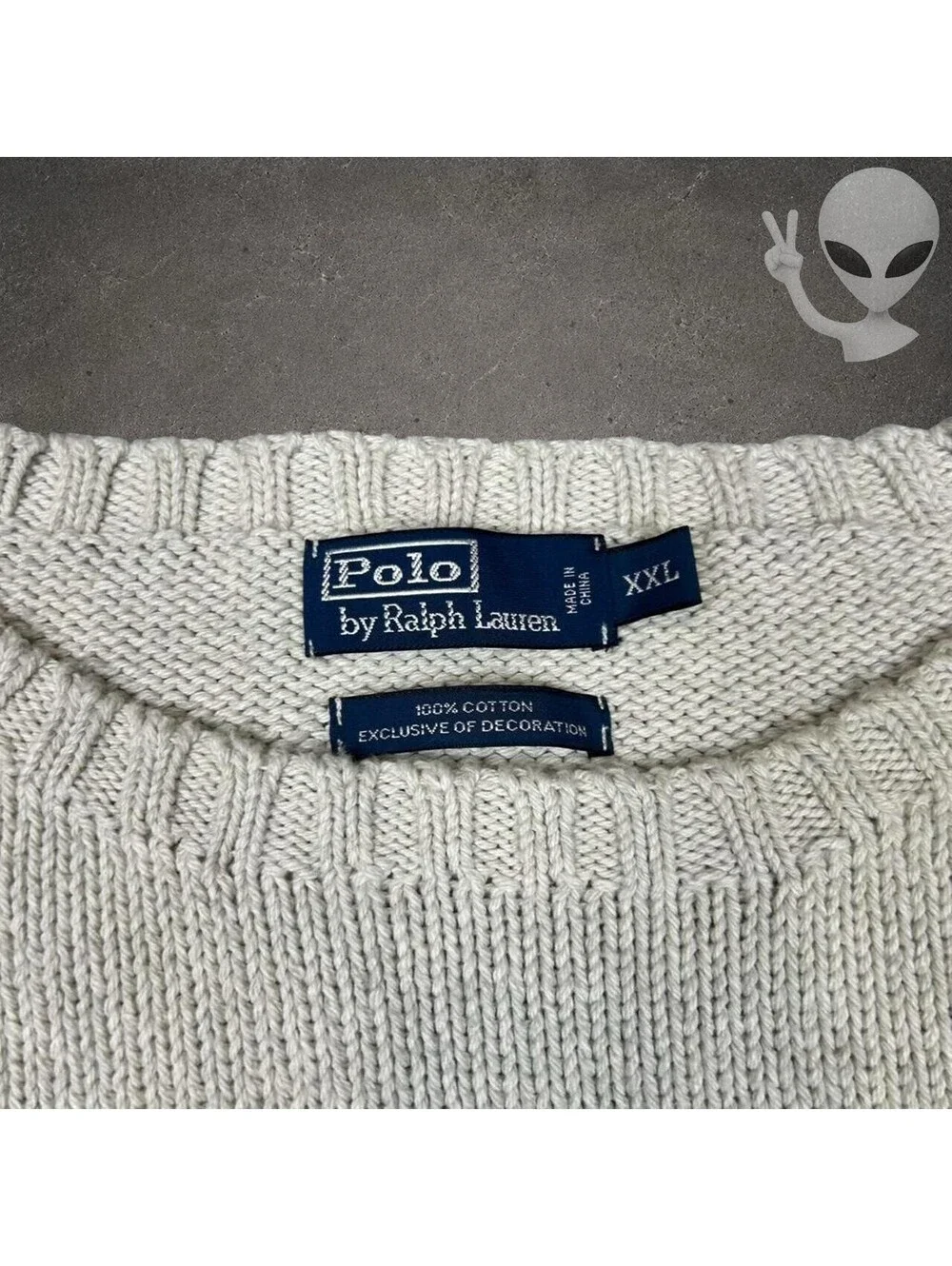 Polo Ralph Lauren Sweater Mens XXL Gray Crewneck Knit Suede Elbow Patches